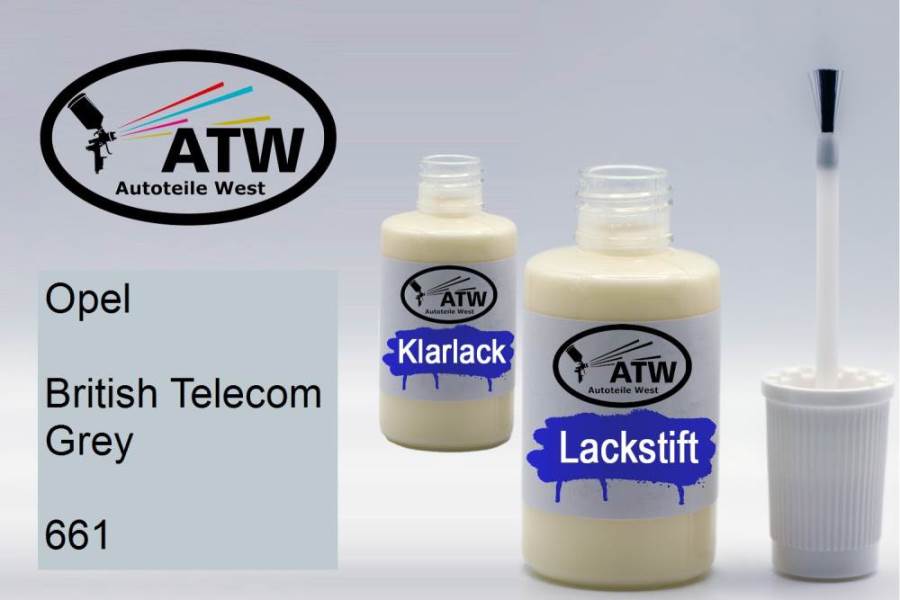 Opel, British Telecom Grey, 661: 20ml Lackstift + 20ml Klarlack - Set, von ATW Autoteile West.